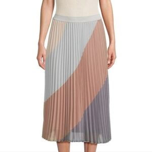 WDNY Colorblock Accordian Pleated Midi Skirt Size Large NWOT